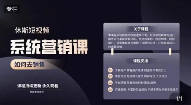 休斯短视频系统运营大课，你掌握核心的运营思维 价值7800元-第一资源库