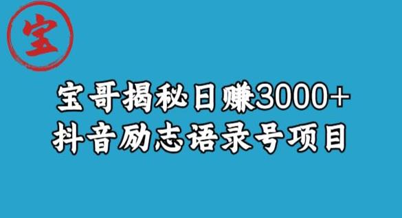 宝哥揭秘日赚3000+抖音励志语录号短视频变现项目-第一资源库